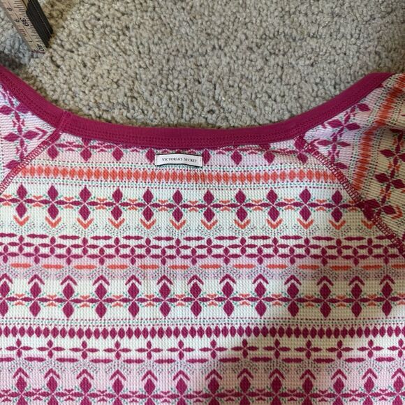 Victorias Secret Pink Geometric Fireside Long Jane Thermal Pajama Set Medium - Picture 8 of 9